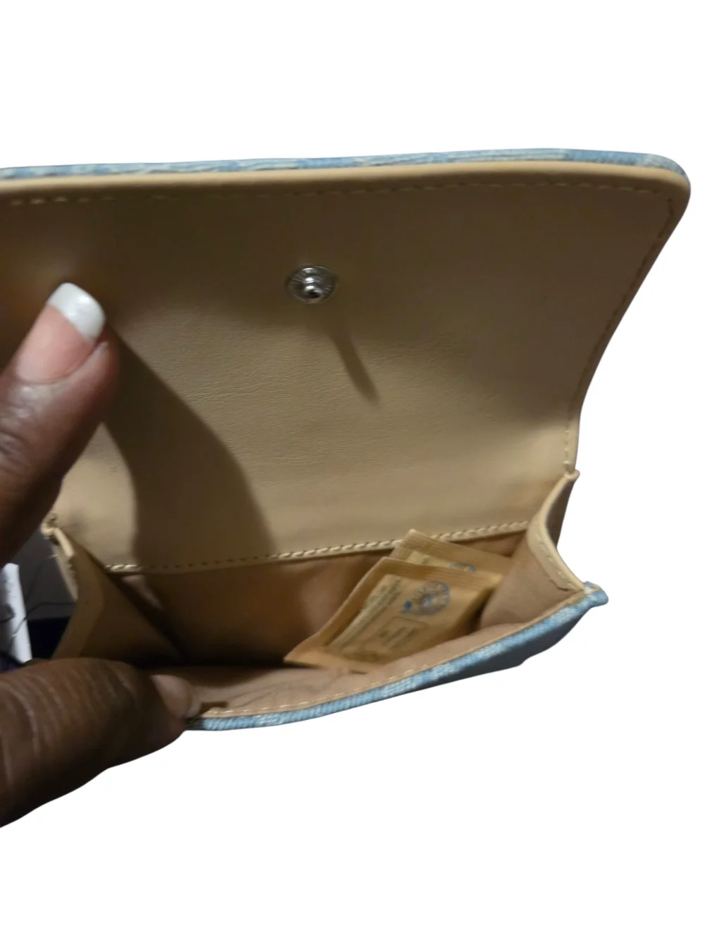 GUESS Cherry Embroidered Denim Compact Wallet